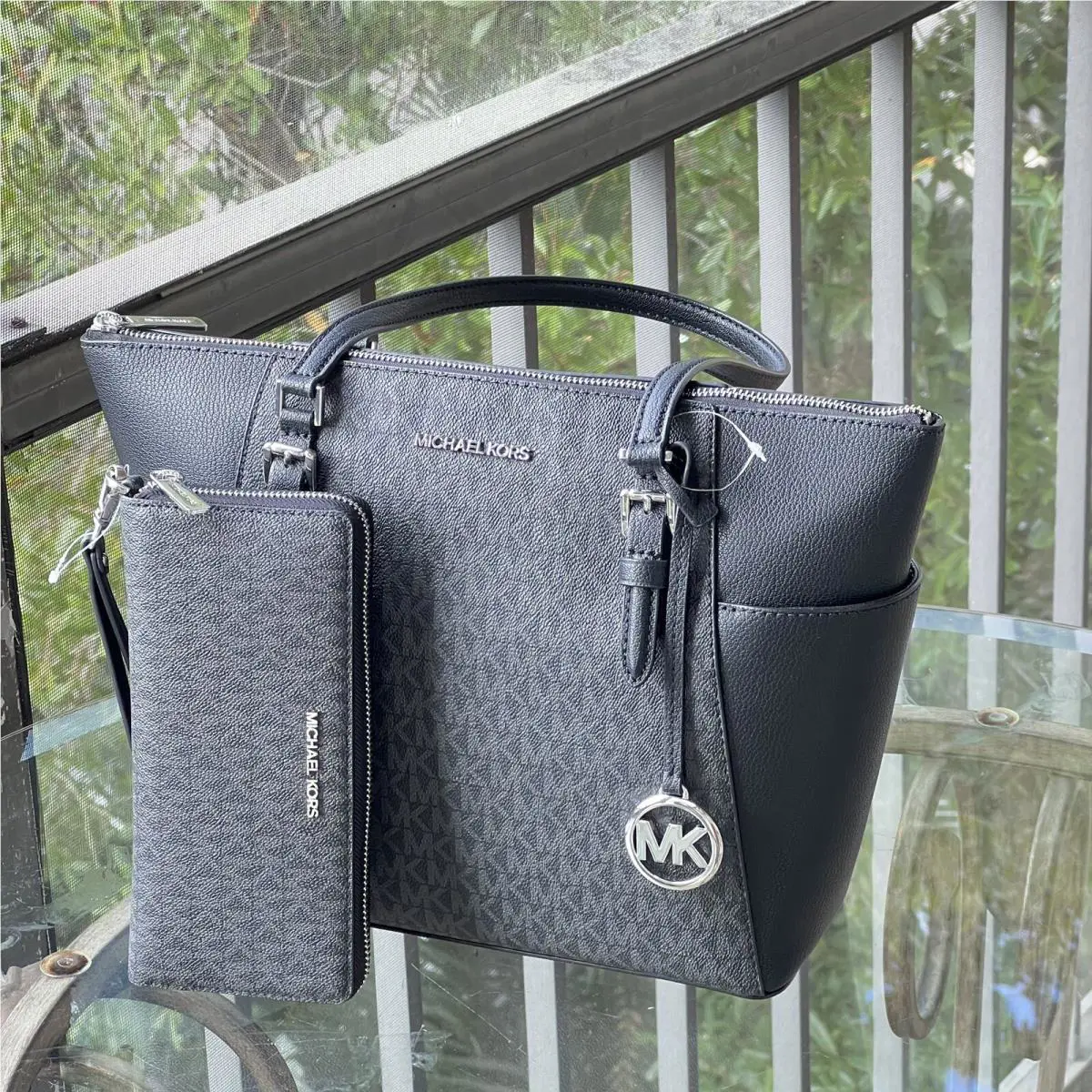 Michael Kors Charlotte Top Zip Tote Shoulder Tote Handbag +wristlet Wallet MK