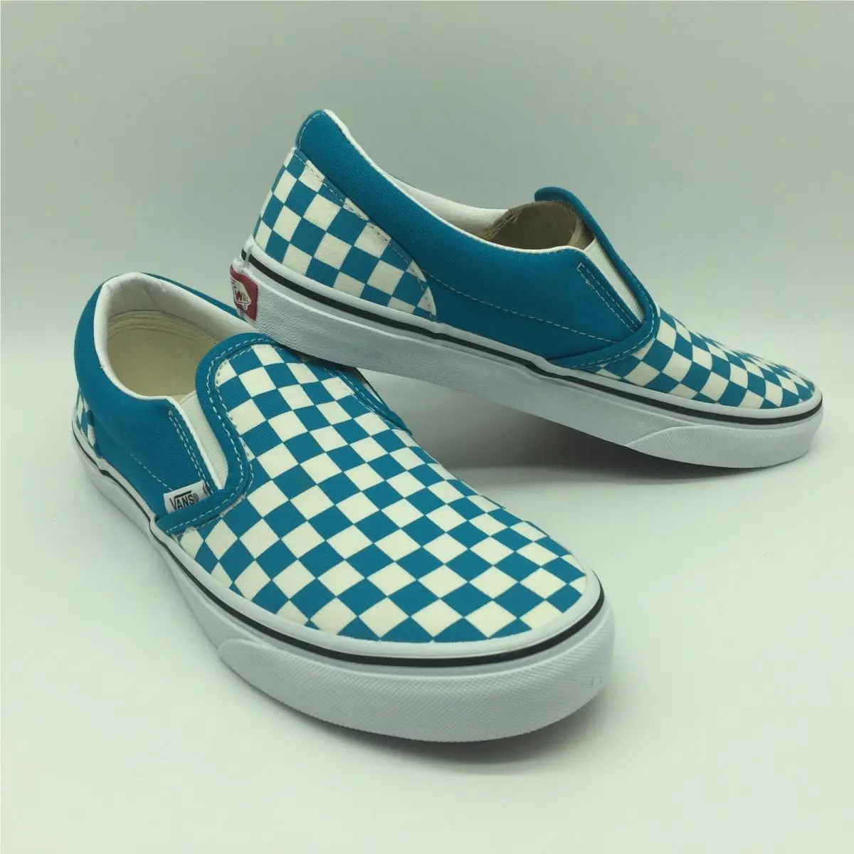 Vans Men/women`s Shoes ``classic Slip-on Checkerboard --caribbean Sea/trwt