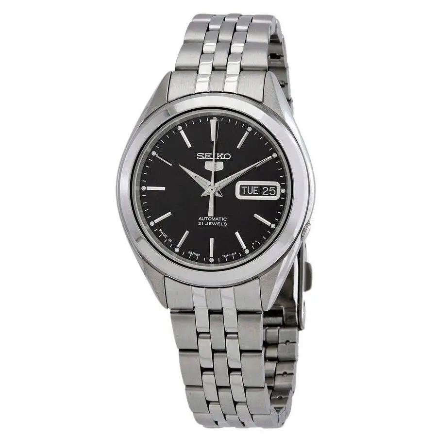 Seiko 5 Automatic 21 Jewels Stainless Steel Black Dial SNKL23J1 30M Mens Watch