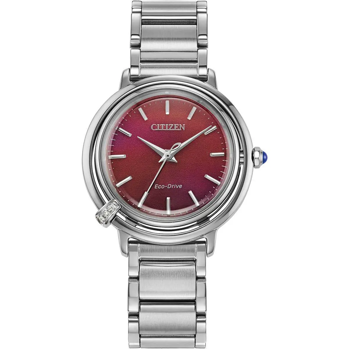 Citizen Eco Drive Ladies L Arcly Red Dial Diamond Watch EM1091-67X