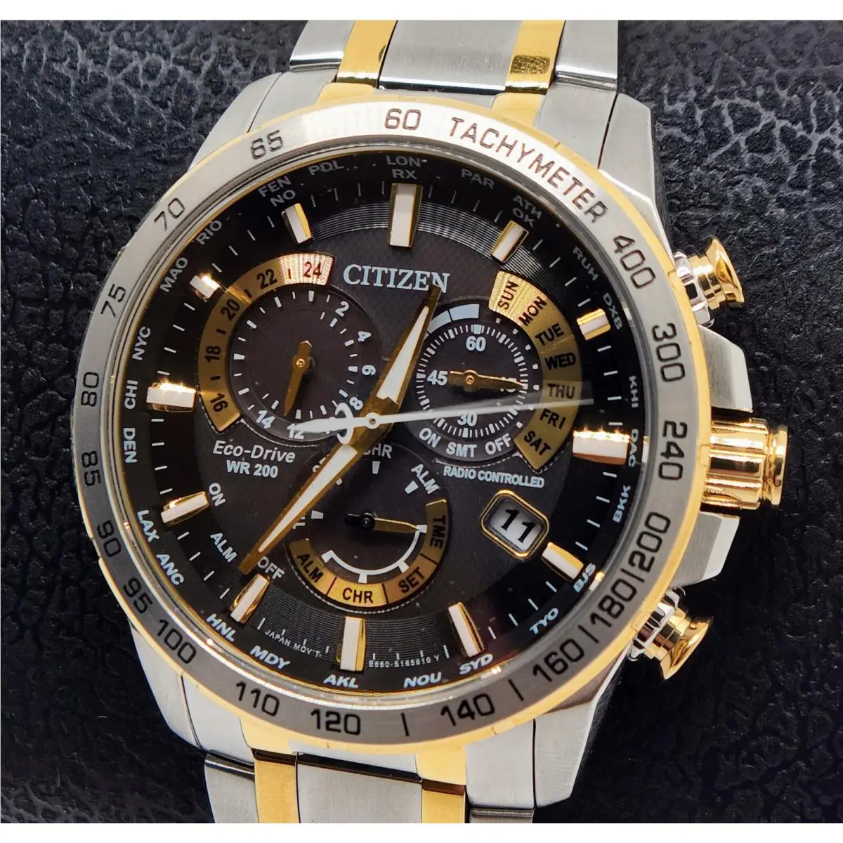 Citizen Pcat Dual Tone Chronograph Eco-drive CB5894-50E Sapphire Men`s Watch