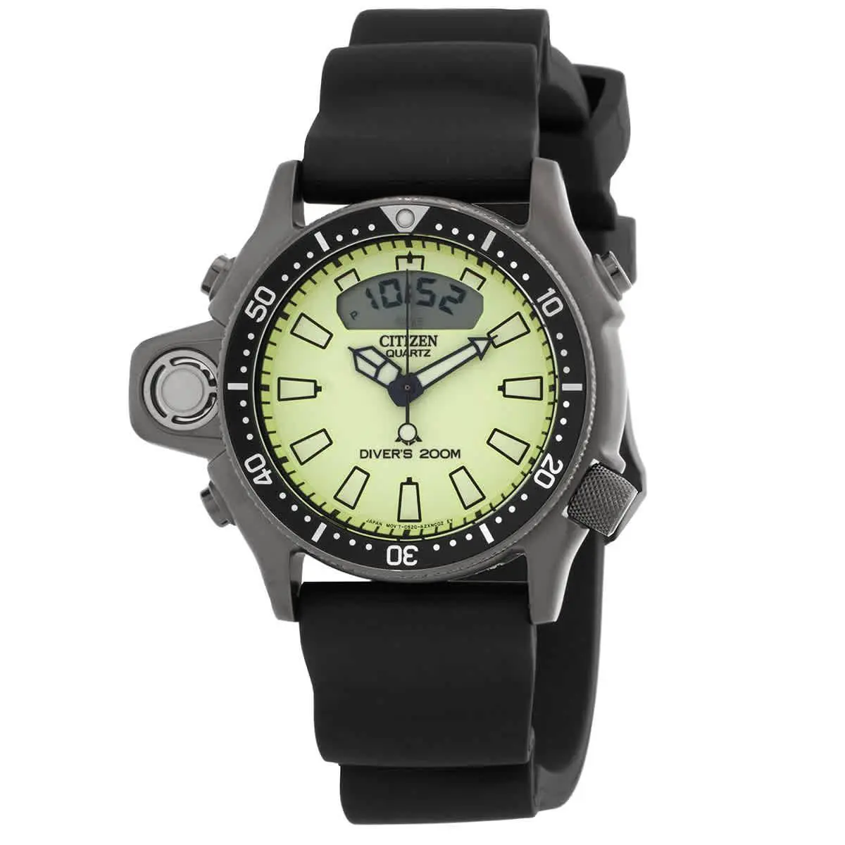 Citizen Promaster Aqualand Quartz Analog-digital White Dial Men`s Watch - White, Dial: Green, Band: Black