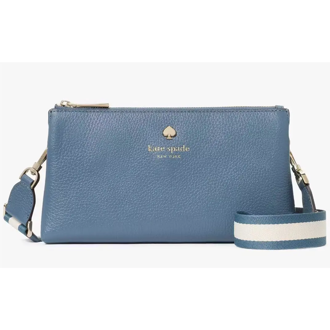 Kate Spade Emma Small Crossbody Bag Blue Leather Purse KK257 Bluestone