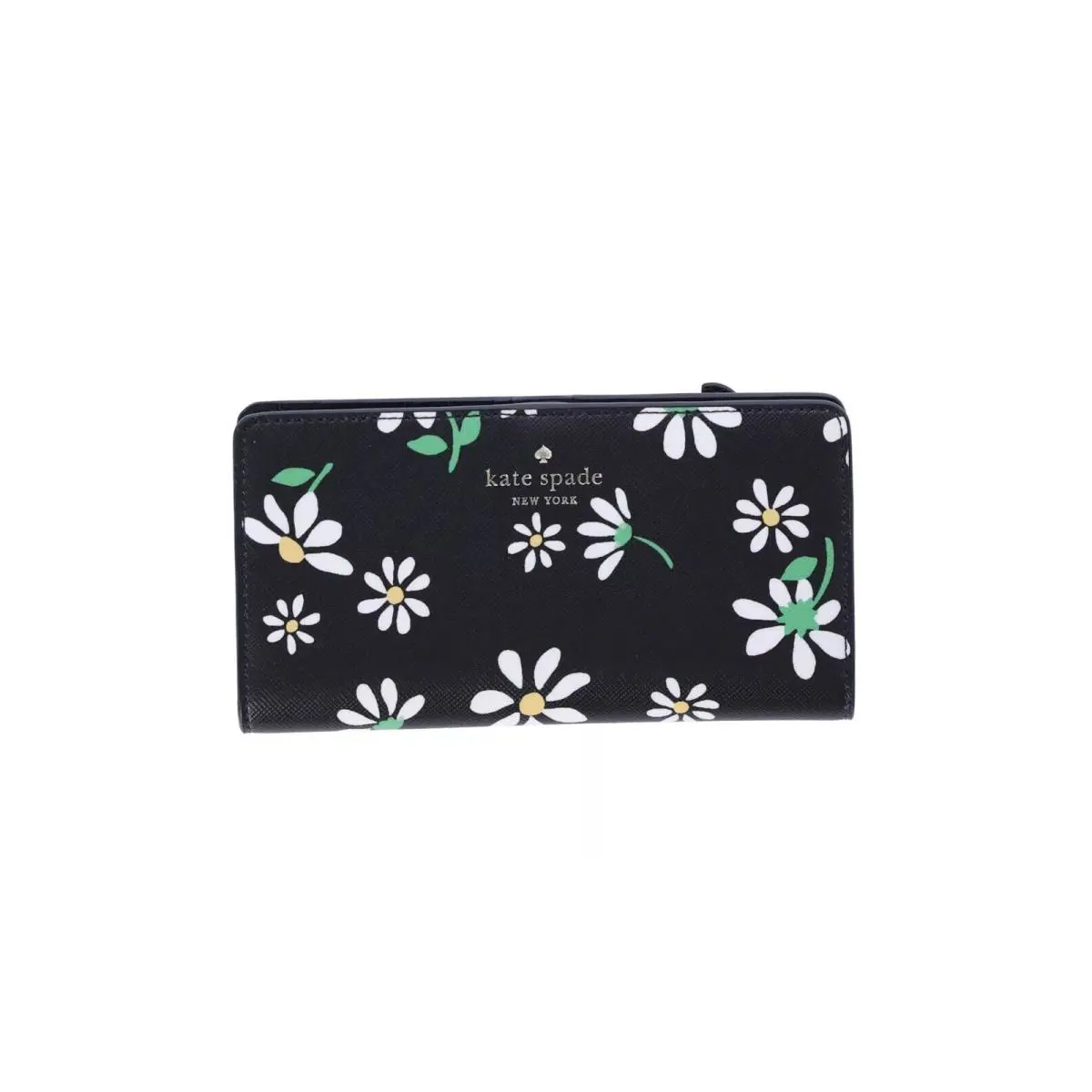 Kate Spade Dana Scattered Daisies Large Slim Bifold Wallet Black