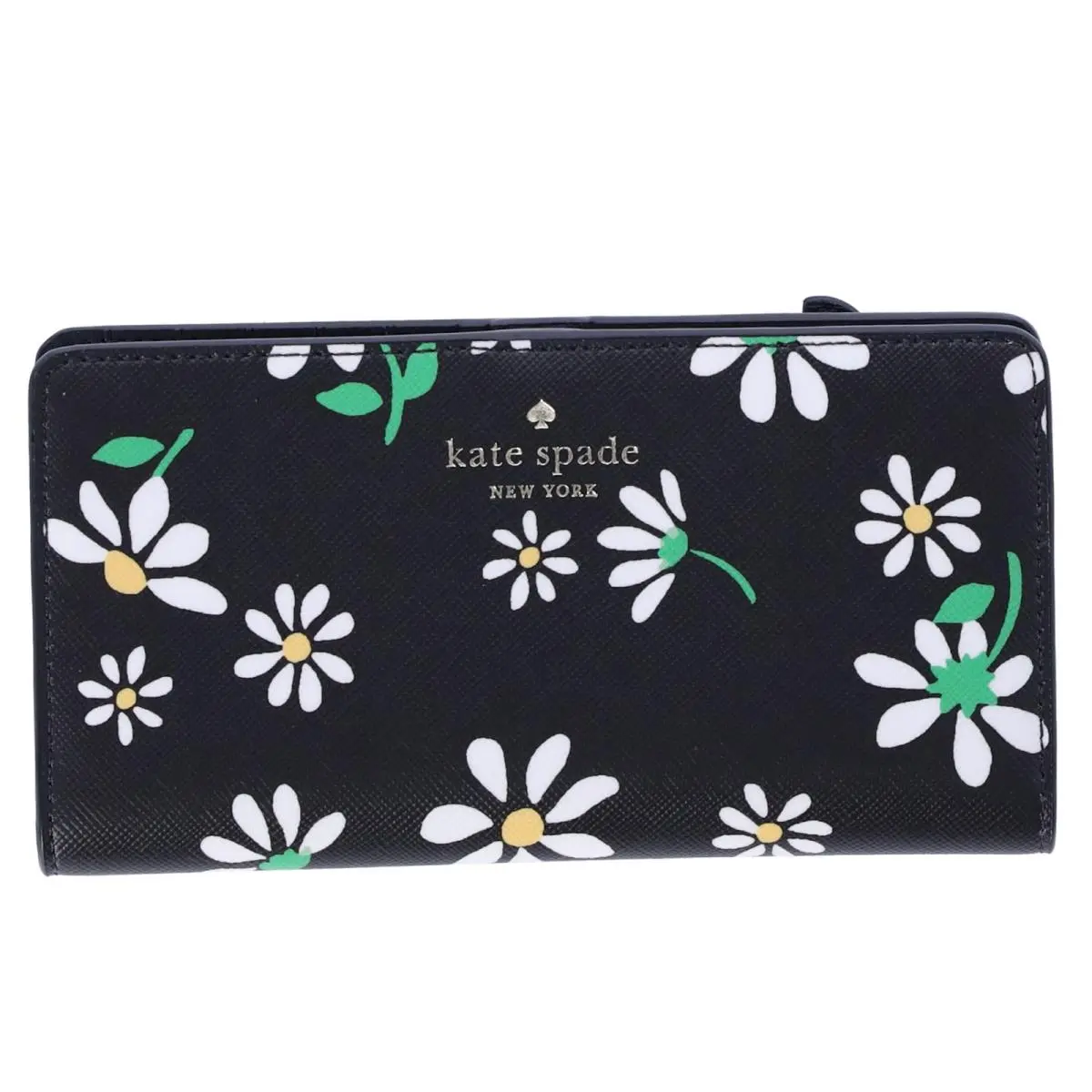 Kate Spade Dana Scattered Daisies Large Slim Bifold Wallet Black KG678