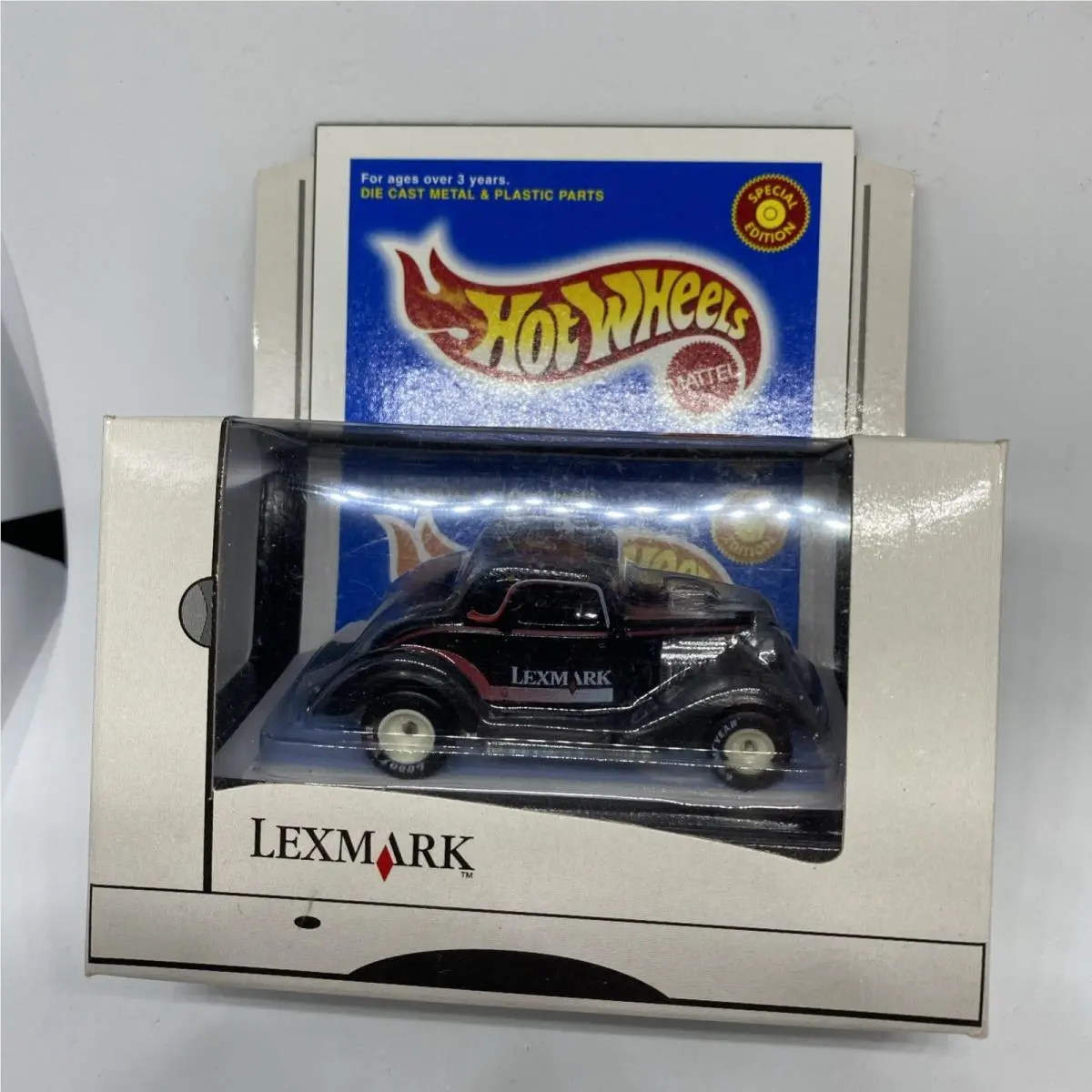 Hot Wheels 1998 Lexmark 1934 Ford 3 - Window Coupe W/ Real Riders