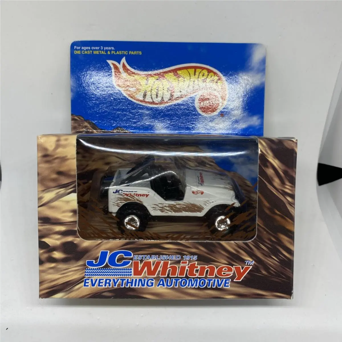 1998 Hot Wheels JC Whitney Promo White Jeep CJ7 w/ Real Riders / Box