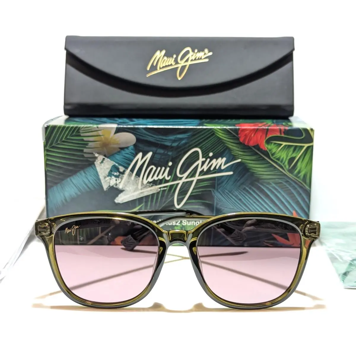 Maui Jim Ku`ikahi Asianfit Trans Green Polarized Maui Rose Sunglass RS647-15