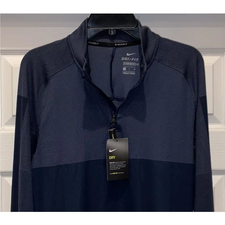 Nike clothing - NIKE Dri Fit Vapor 1/2 Zip Golf Pullover Obsidian Blue L/S Shirt - CU9828 - Blue 13