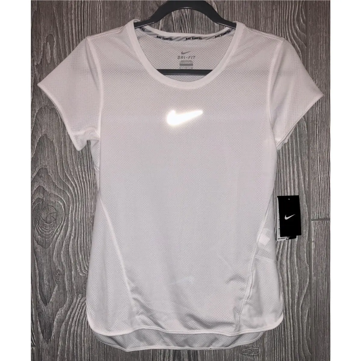 Nike clothing - NIKE Aeroreact Running Reflective Short Sleeve Shirt Top Training - 719560 - White 3