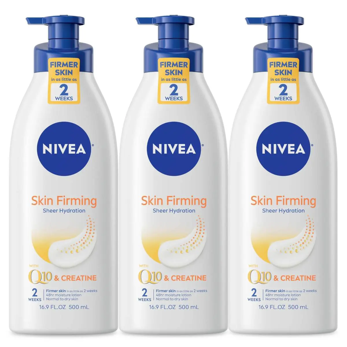 Nivea Sheer Hydration Skin Firming Body Lotion 16.9 Fl Oz Pack of 3 White