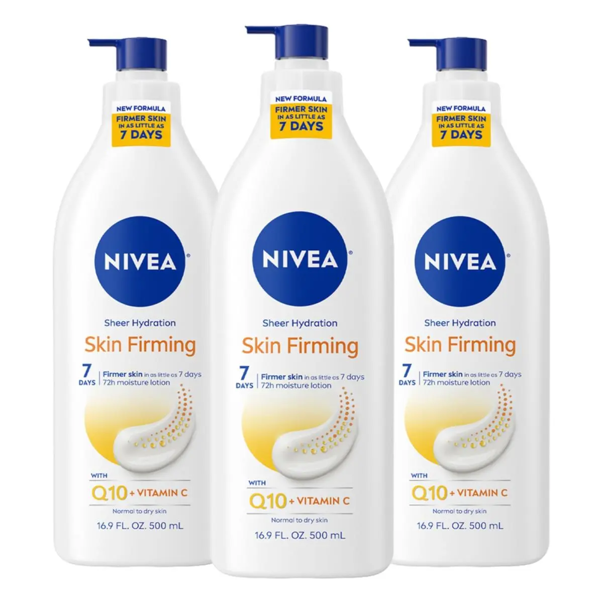 Nivea Sheer Hydration Skin Firming Body Lotion 16.9 Fl Oz Pack of 3 White