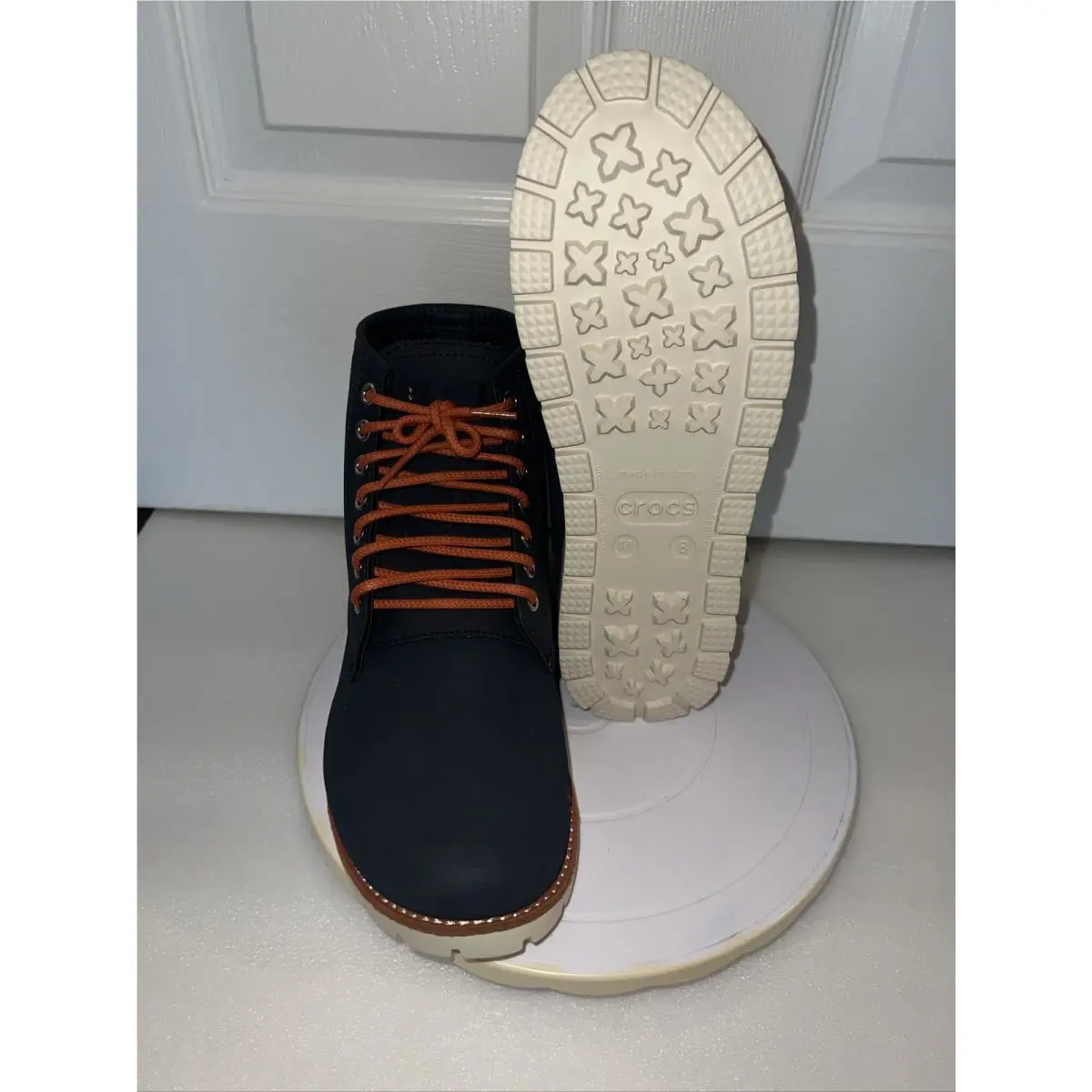 Crocs shoes - Crocs Cobbler 2.0 Lace Up Boots - Navy/Stucco 3