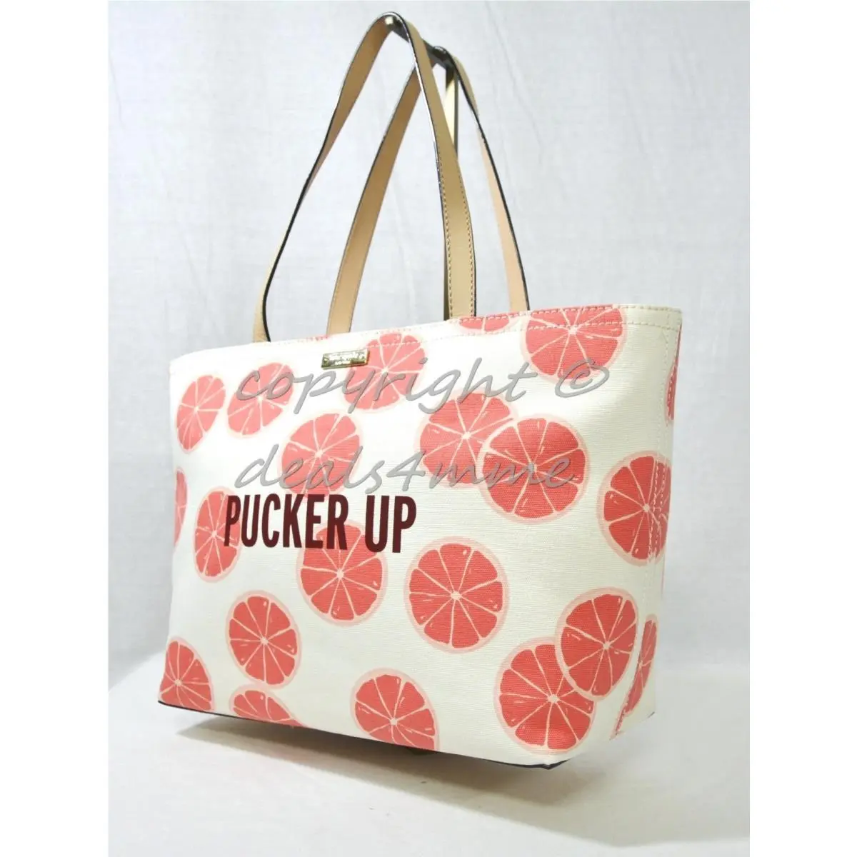Kate Spade New York Flights Of Fancy Pucker Up Francis Tote in Cream Coral