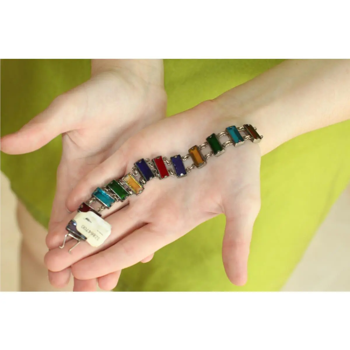 Kate Spade NY Razzle Dazzle Gold Crystal Bangle Bracelet Stained Glass Lot 2