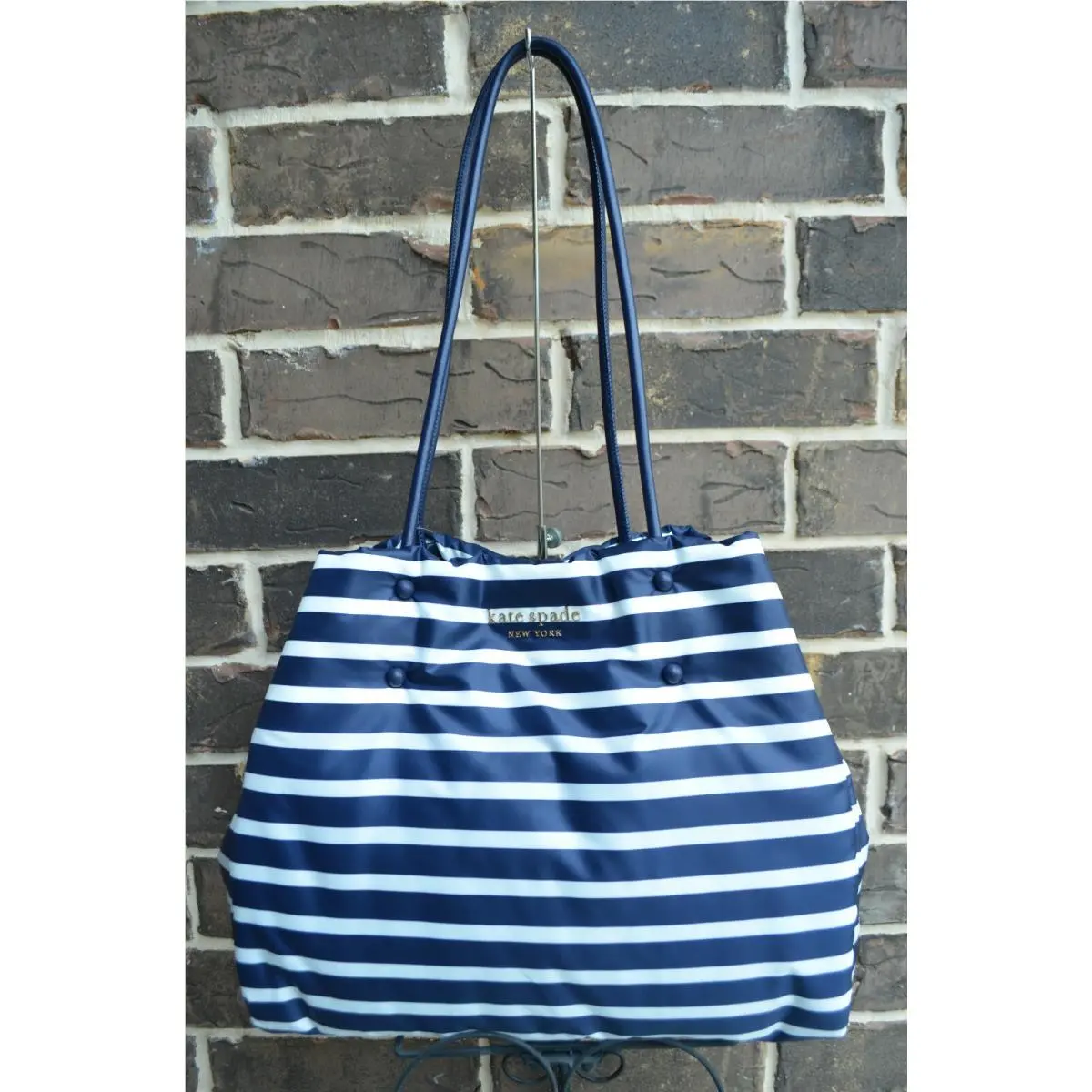 Kate Spade Everything Puffy Large Tote in Blue Stripe White