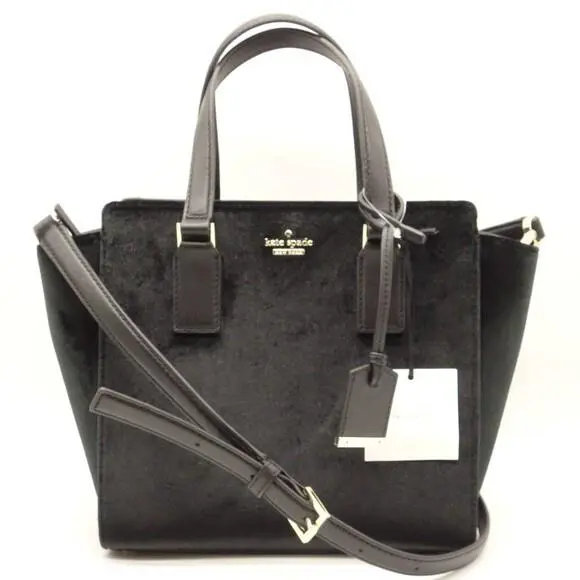 New Kate Spade Cameron Street Velvet Small Hayden Black Velvet Handbag Purse