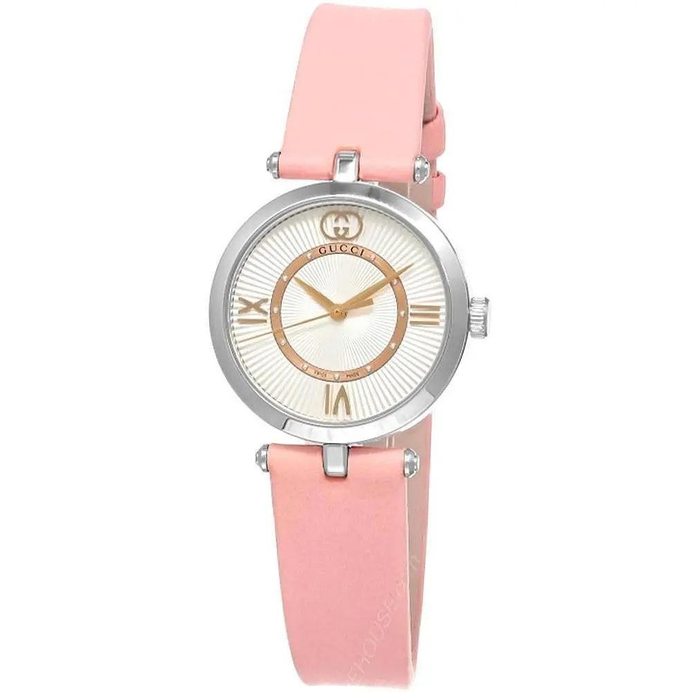 Gucci Model 2000 Quartz 30mm Pink Leather Women`s Watch YA167506
