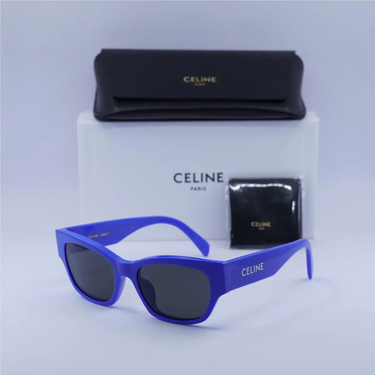 Celine L40197U 92A Shiny Blue/smoke 54-18-145 Sunglasses