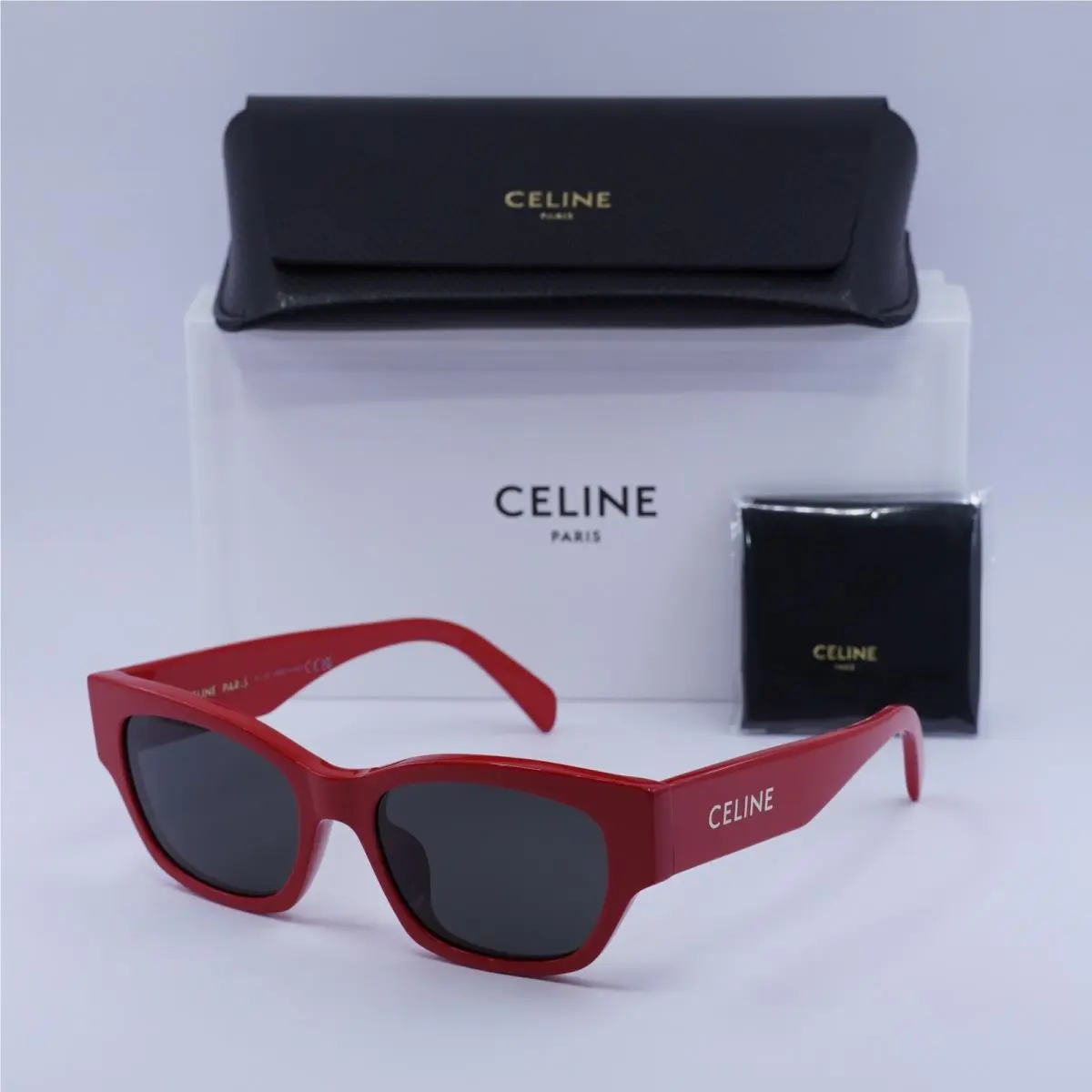 Celine CL40197U 66A Shiny Red/smoke 54-18-145 Sunglasses