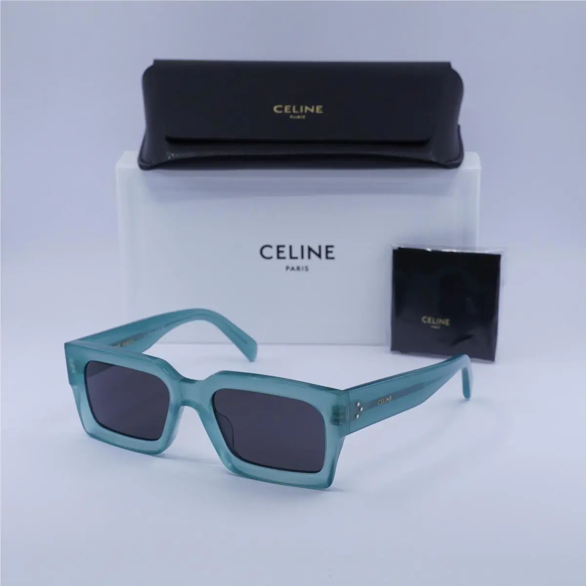 Celine CL40280U 93A Shiny Lime Transparent/smoke 54-20-145 Sunglasses