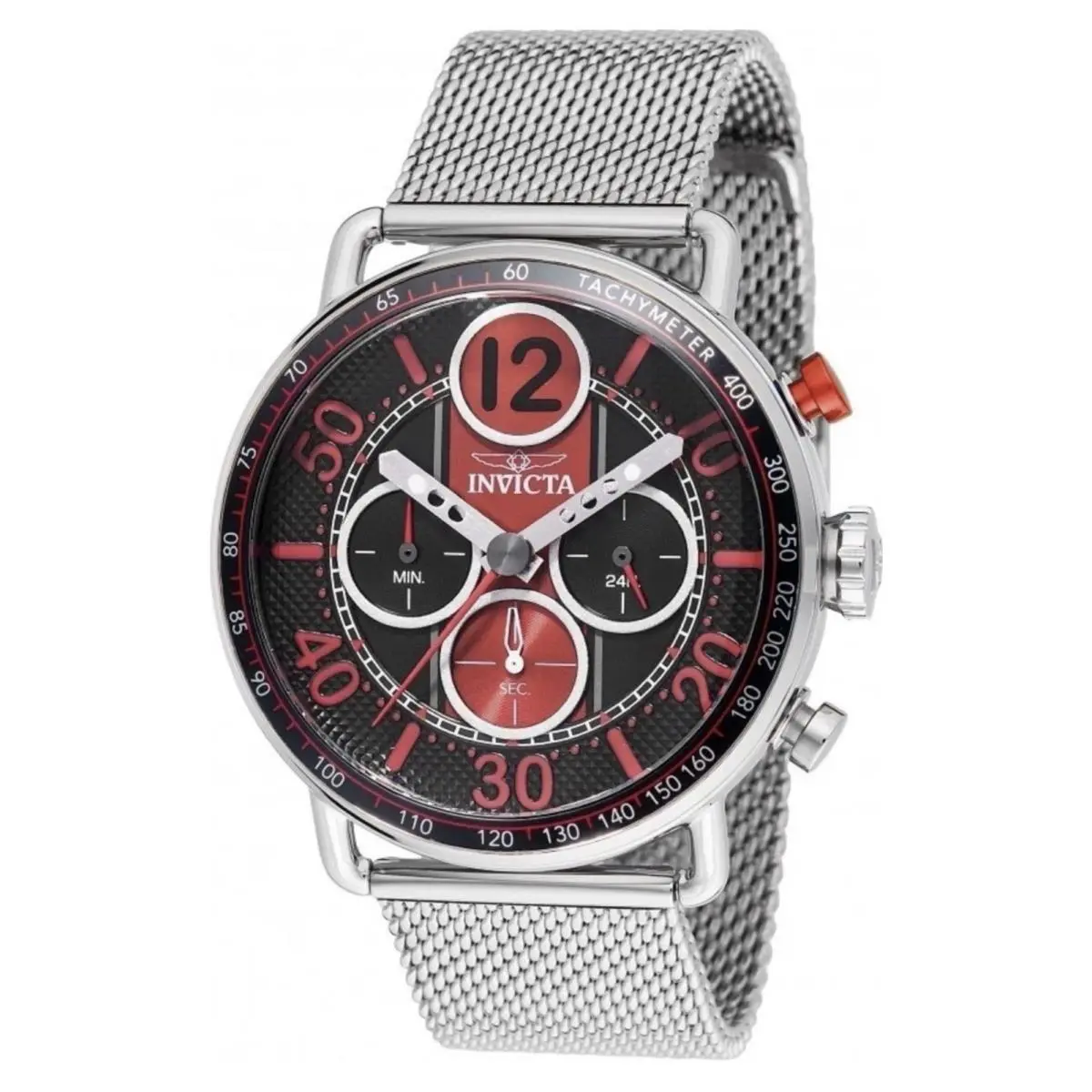 Invicta 49372 44mm Speedway Gearshift Chronograph Red Dial Silver Tone