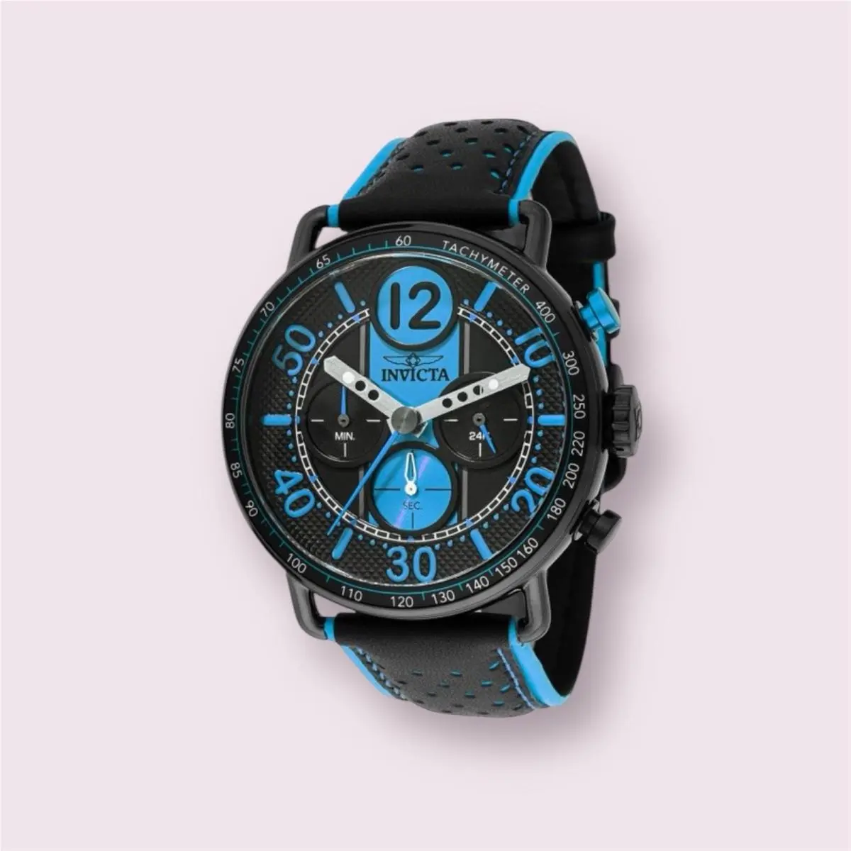 Invicta Men`s Racing 49367 Quartz Blue/black Tone Leather Strap Watch