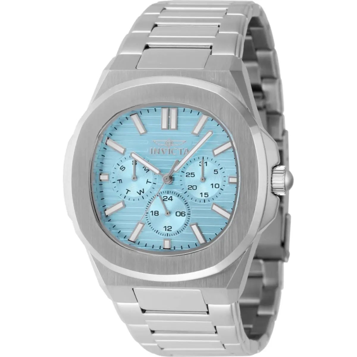 Invicta Men`s Watch Speedway Quartz Light Blue Dial Silver Steel Bracelet 48328 - Dial: Light Blue, Band: Silver