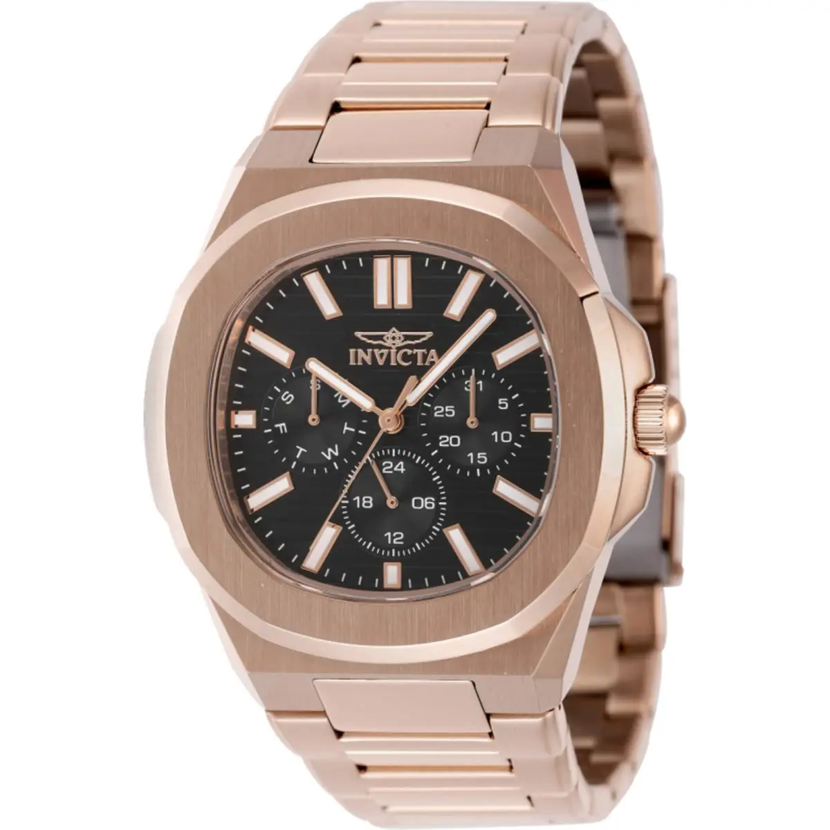Invicta Men`s Watch Speedway Quartz Brown Dial Rose Gold Steel Bracelet 48524