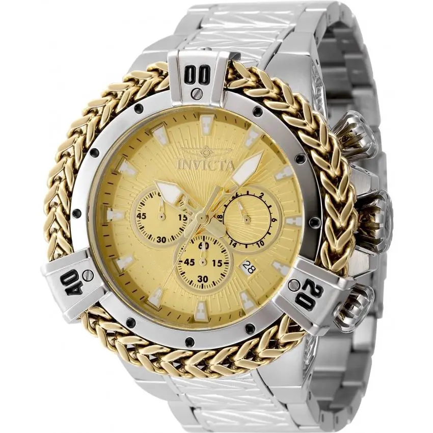 Invicta Bolt Chronograph Gmt Quartz Gold Dial Men`s Watch 48157