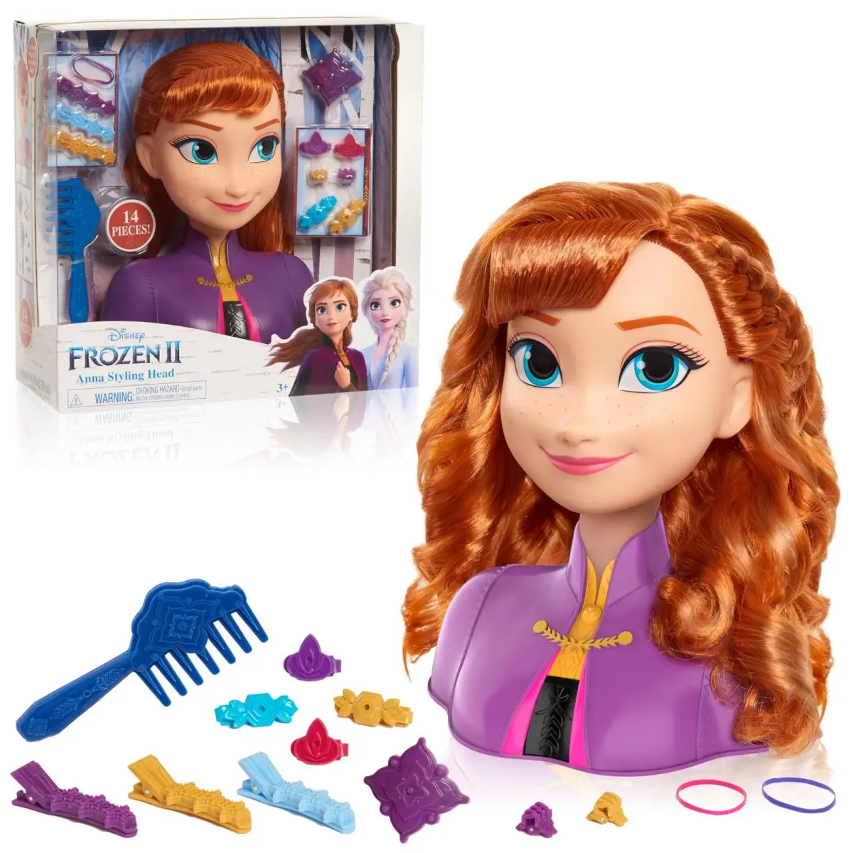 Disney Frozen 2 Anna Styling Head with Red Hair and 17 Accessories