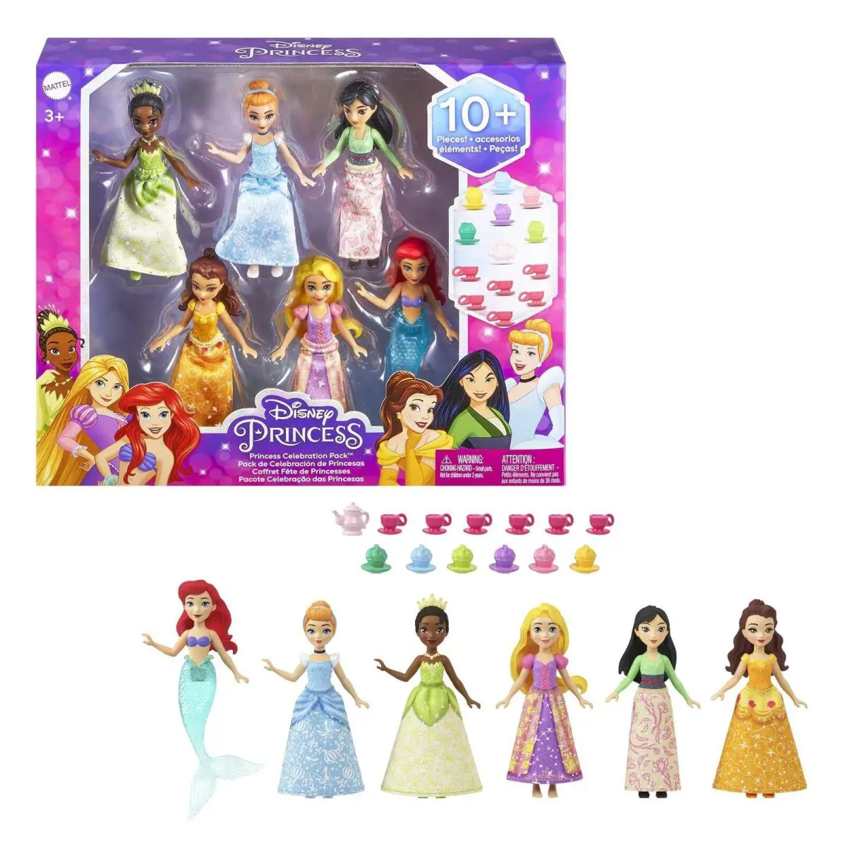 Disney Princess Tea Party 6 Pack Dolls with Accessories Tiana Cinderella