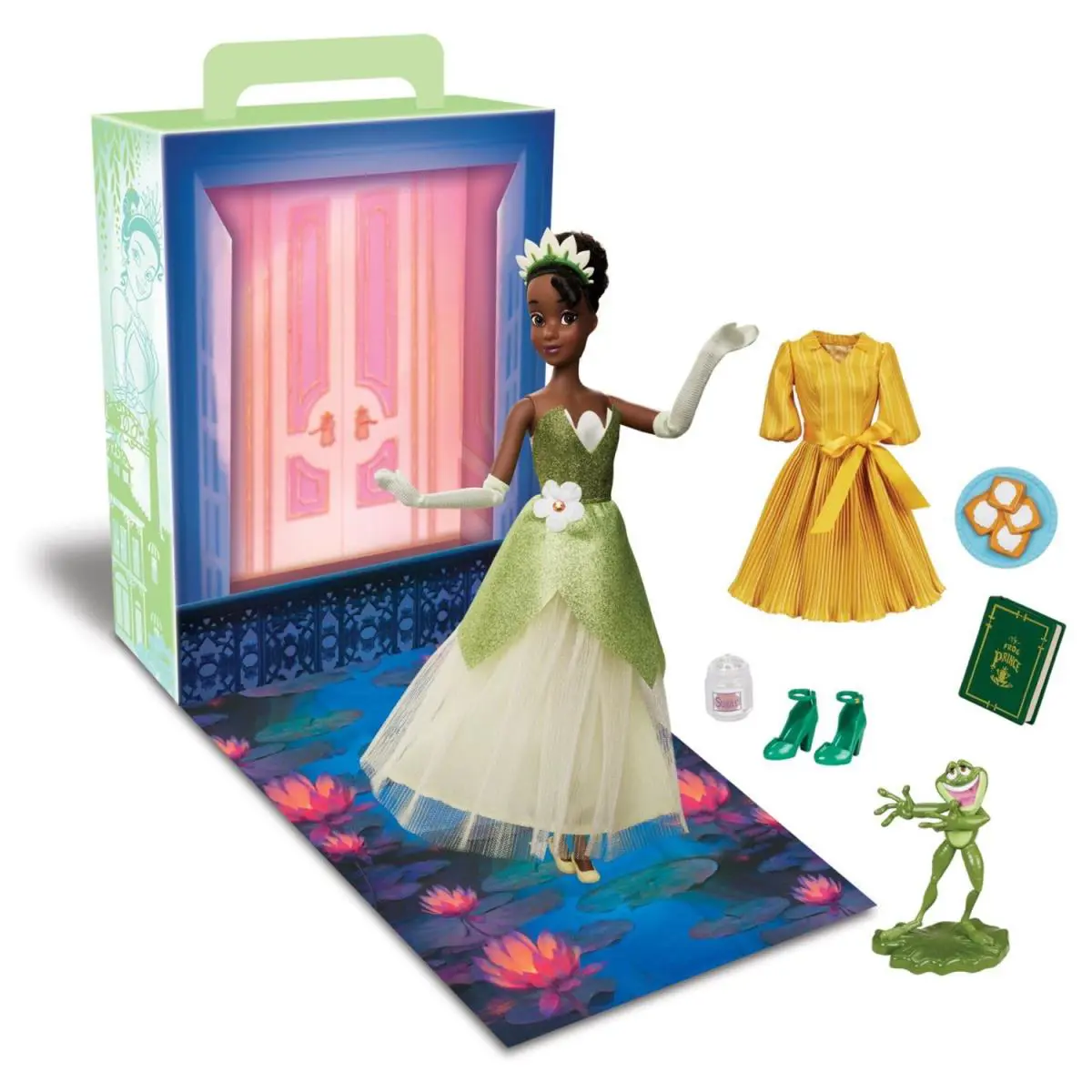 Disney Princess Tiana Doll Masquerade Dress Fully Poseable Accessories Playset