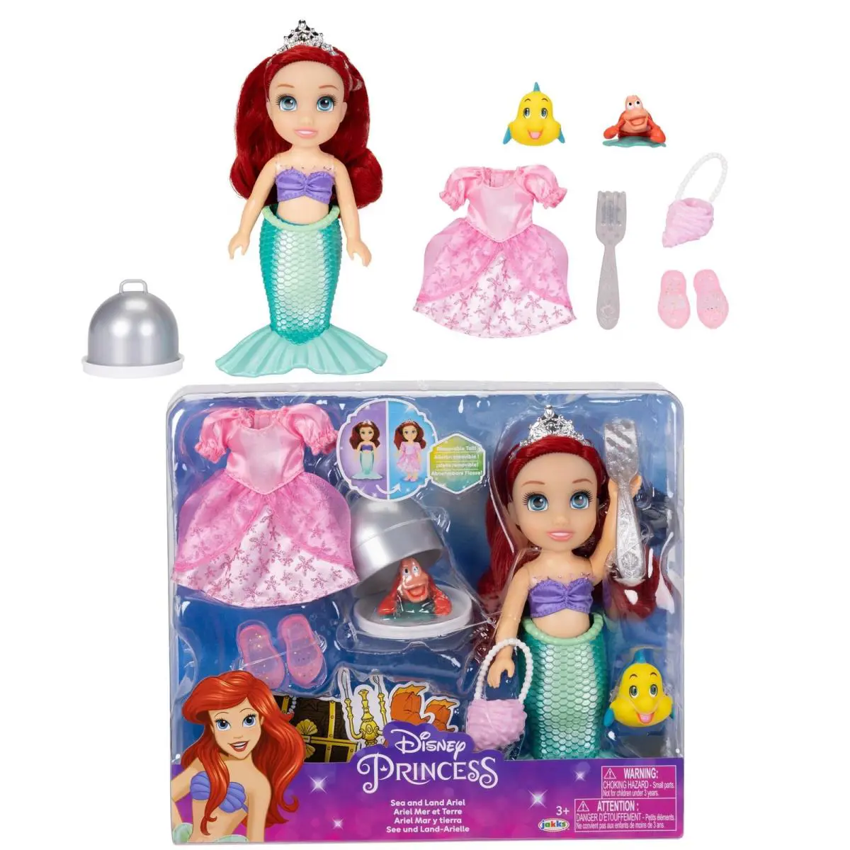 Disney Princess Ariel Doll Playset with Transformation and Accessories