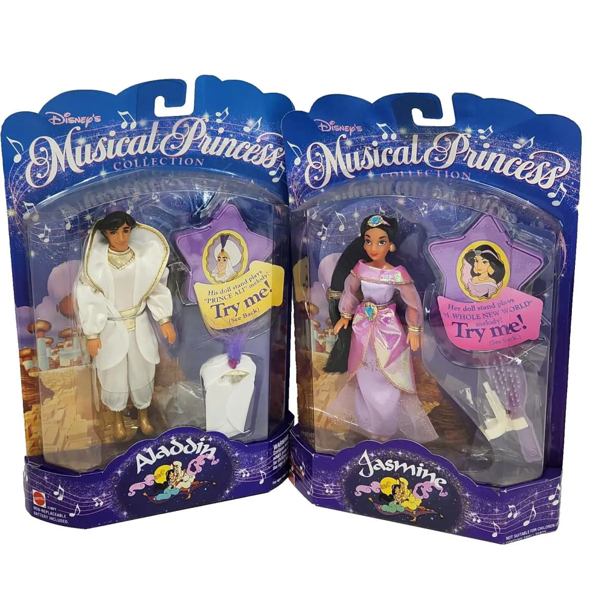 Vintage 1994 Disney Musical Princess Collection Aladdin + Jasmine
