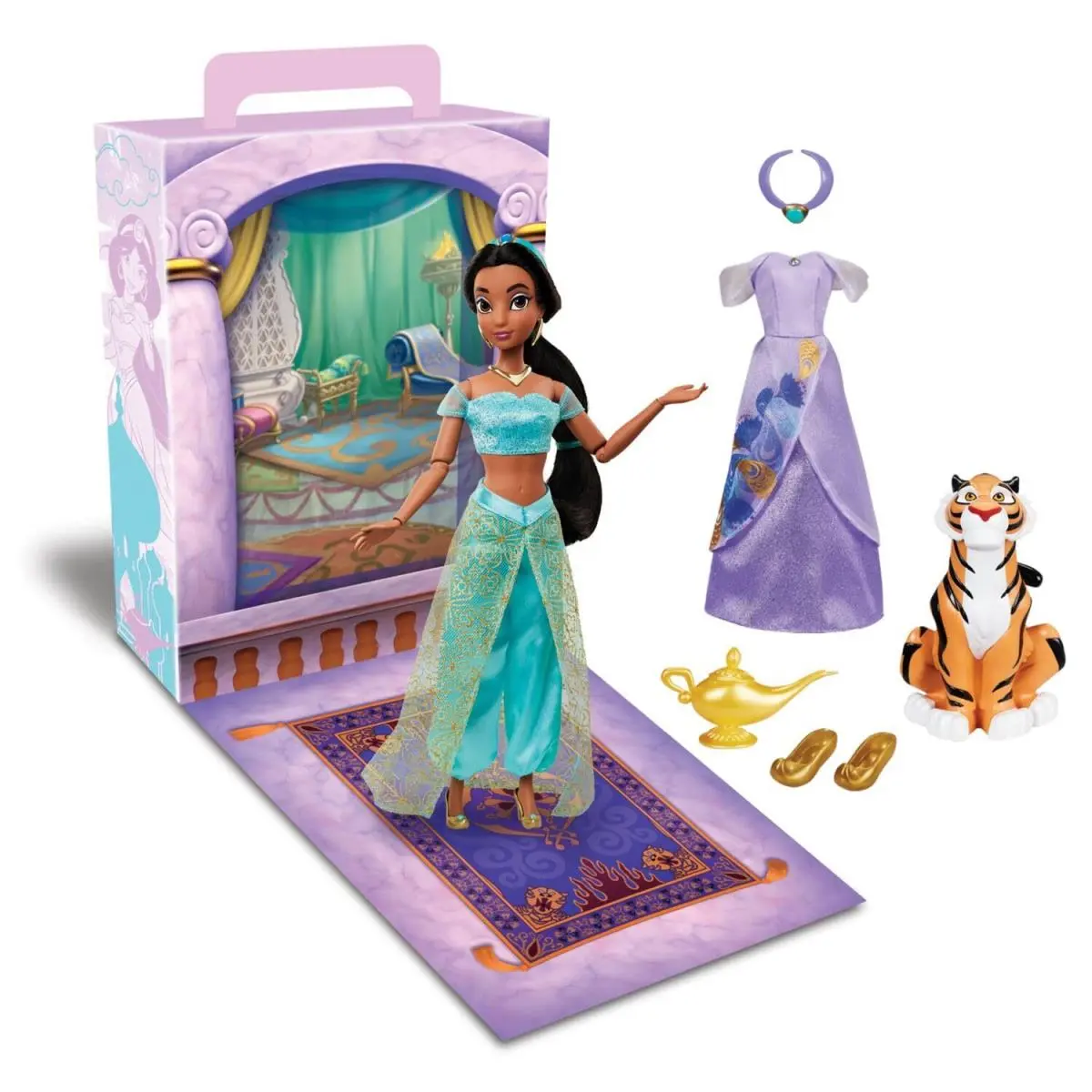 Disney Princess Jasmine Doll with Accessories Rajah and Play Area Stage