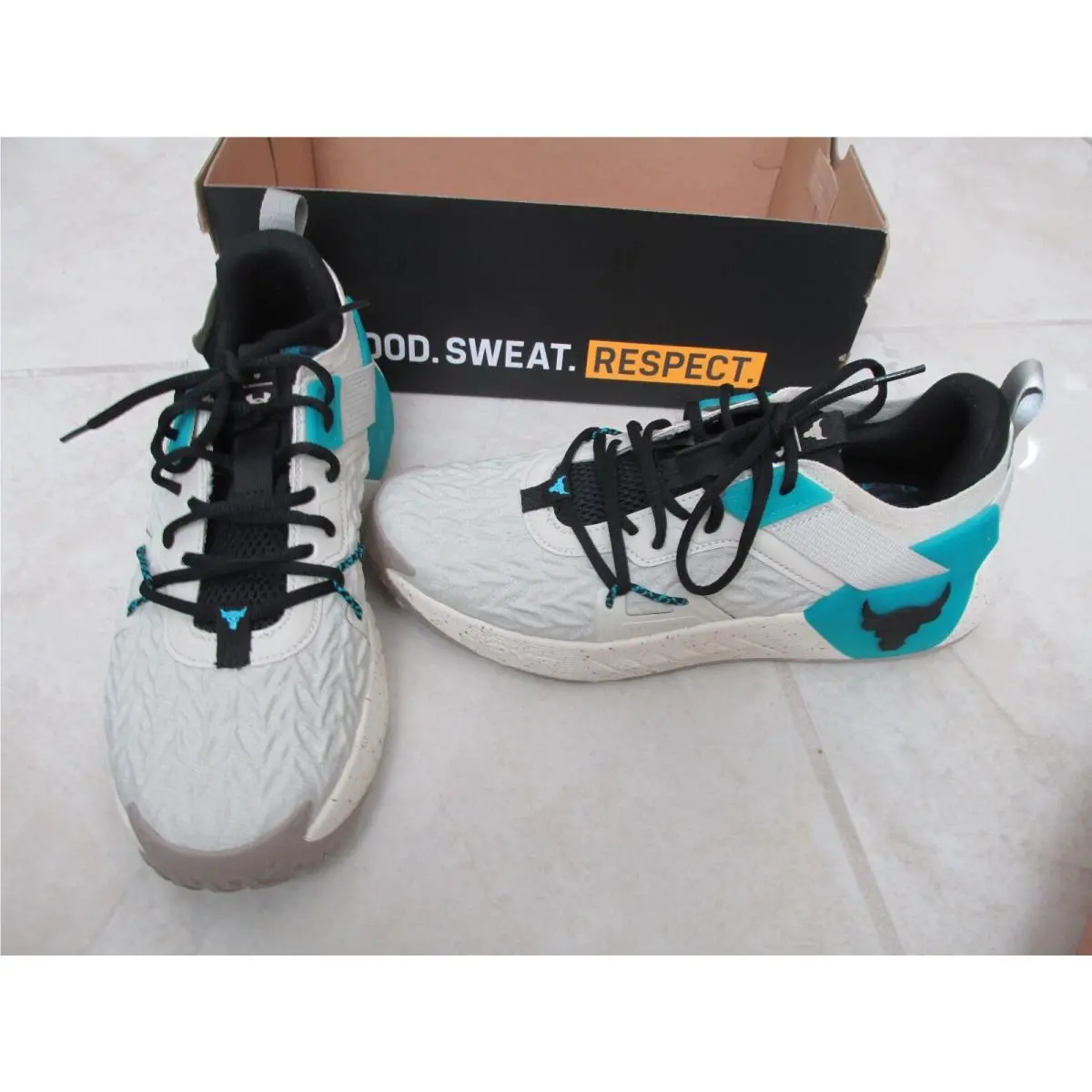 Under Armour Project Rock 6 Training Sports Shoes Mens 8 Tan Teal 3026534