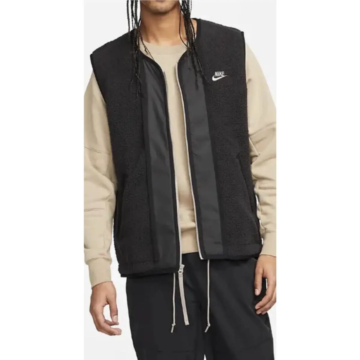Mens Large Black Color Sportswear High-pile Sherpa Fleece Vest by Nike