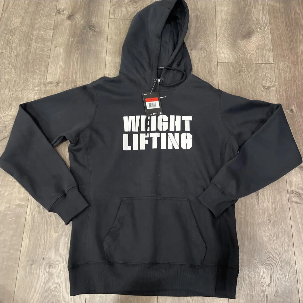 Vtg Nike Center Swoosh Weight Lifting Hoodie Sweatshirt Black Large Women’s