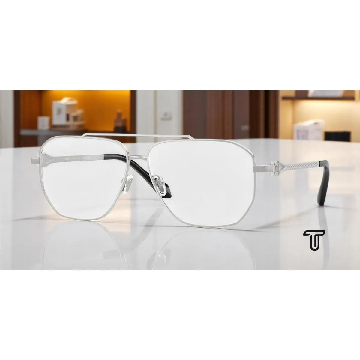 Versace VE1307 1000 Silver Demo Lens 57 mm Men`s Eyeglasses
