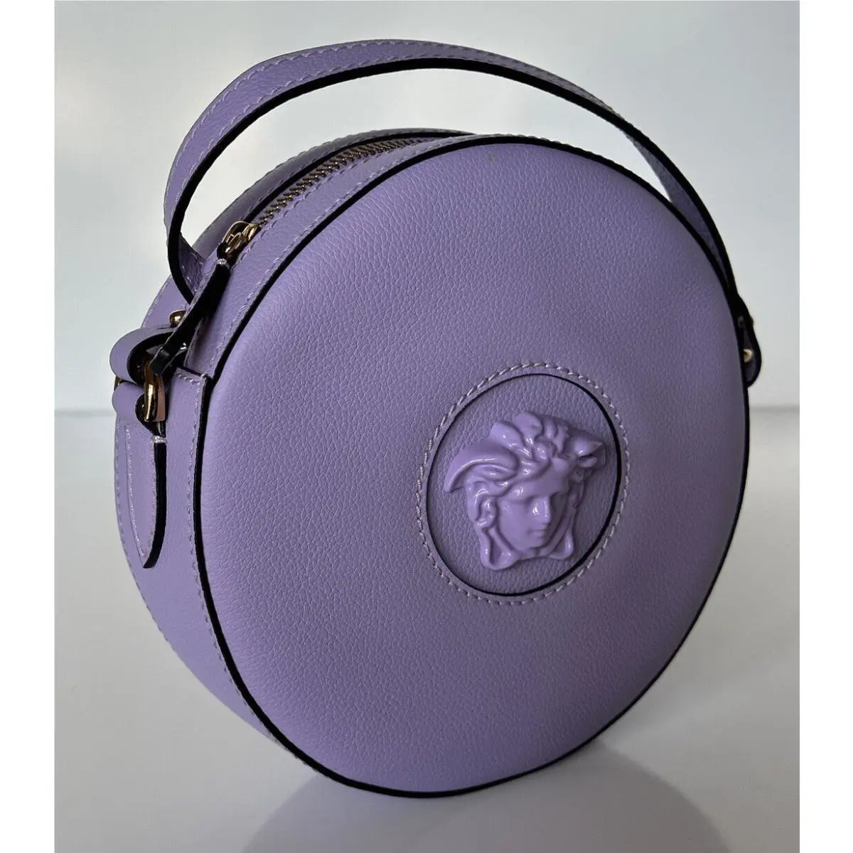 Versace Medusa Head Calf Leather Round Lilac Crossbody Bag DBFI050 IT