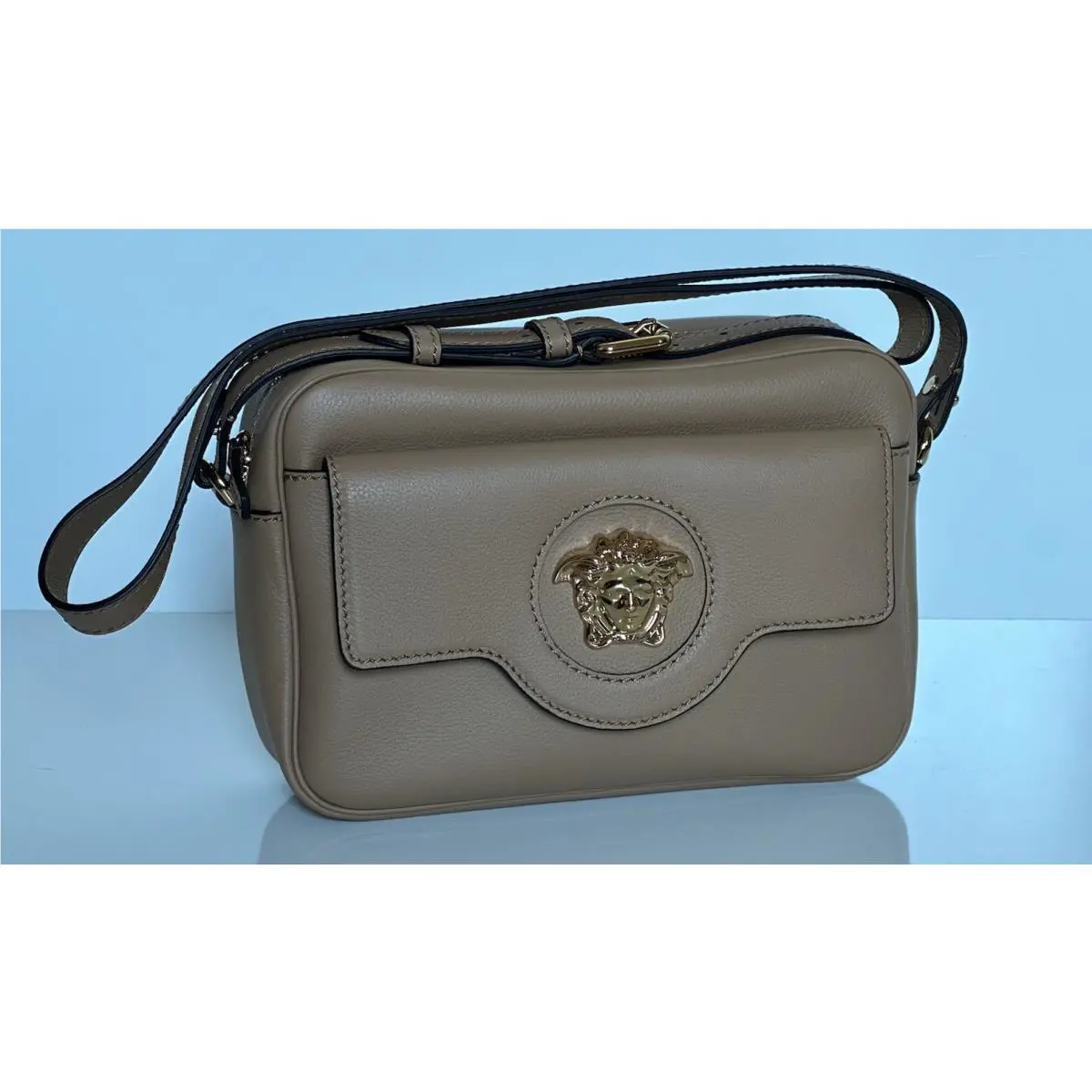 Versace Medusa Head Calf Leather Caramel Medium Shoulder Bag 1008102