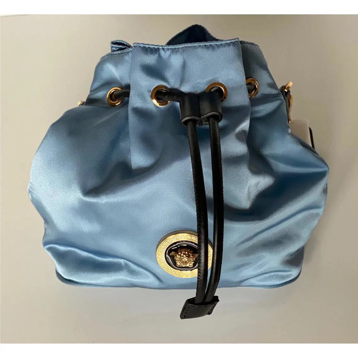 Versace Nylon/leather Cornflower Blue Mini Backpack Italy 1002875 1A02155