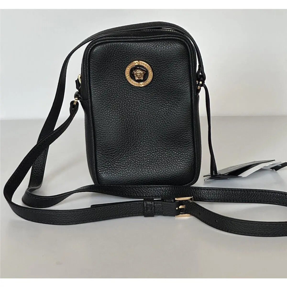 Versace Leather Gold Medusa Grainy Leather Mini Crossbody Bag 1008863