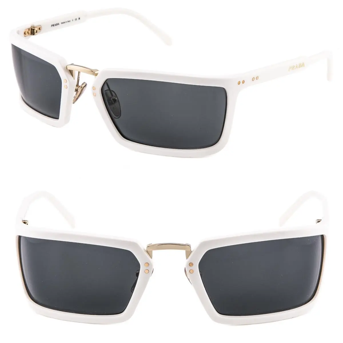 Prada A11 PRA11S White Gold Logo Wrap Mask Runway Unisex Sunglass A11S