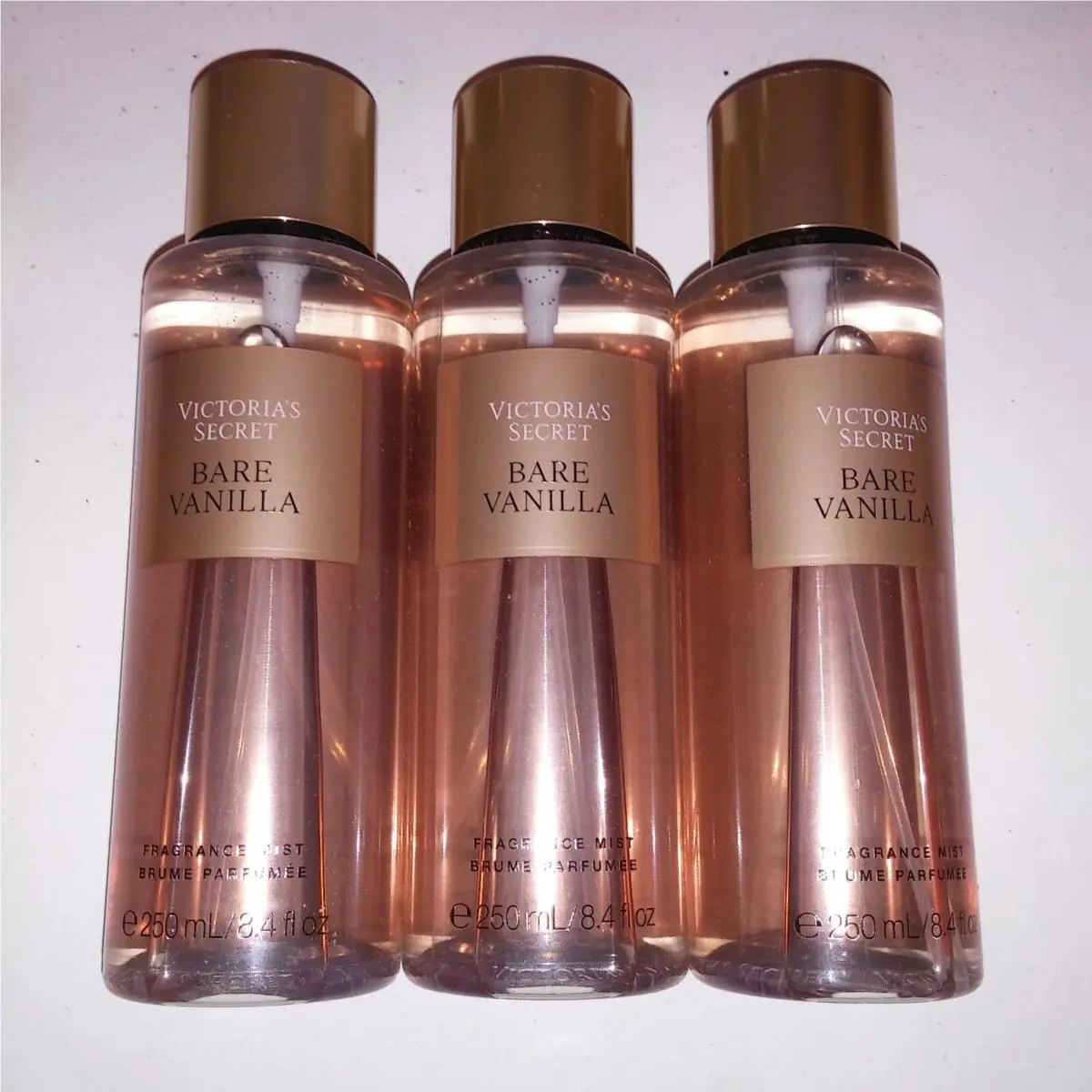 Set of 3 Victoria Secret Fragrant Mist Body Spray Bare Vanilla Full Size 8.4oz