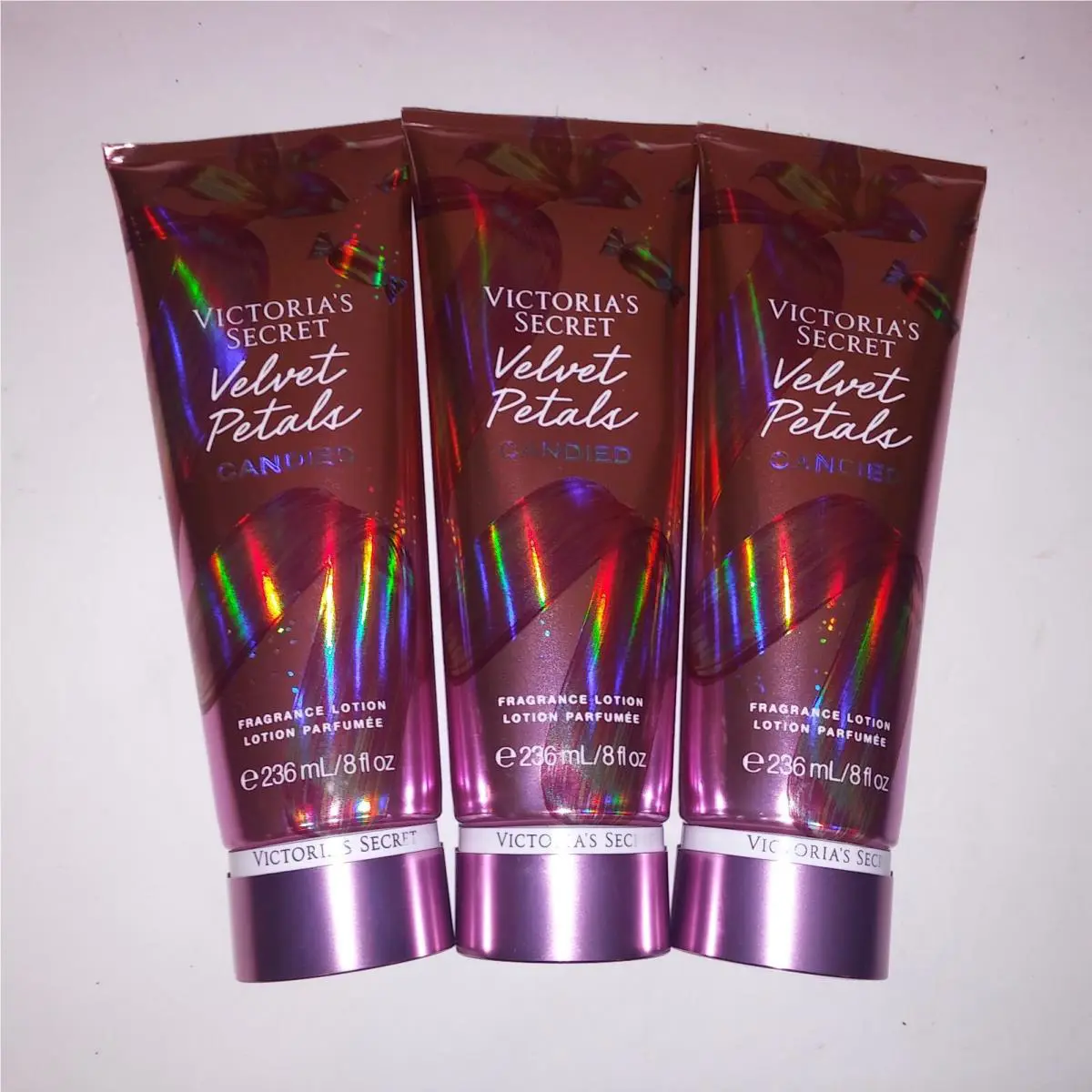 Set of 3 Victoria Secret Fragrant Body Lotion Velvet Petals Candied Full Size