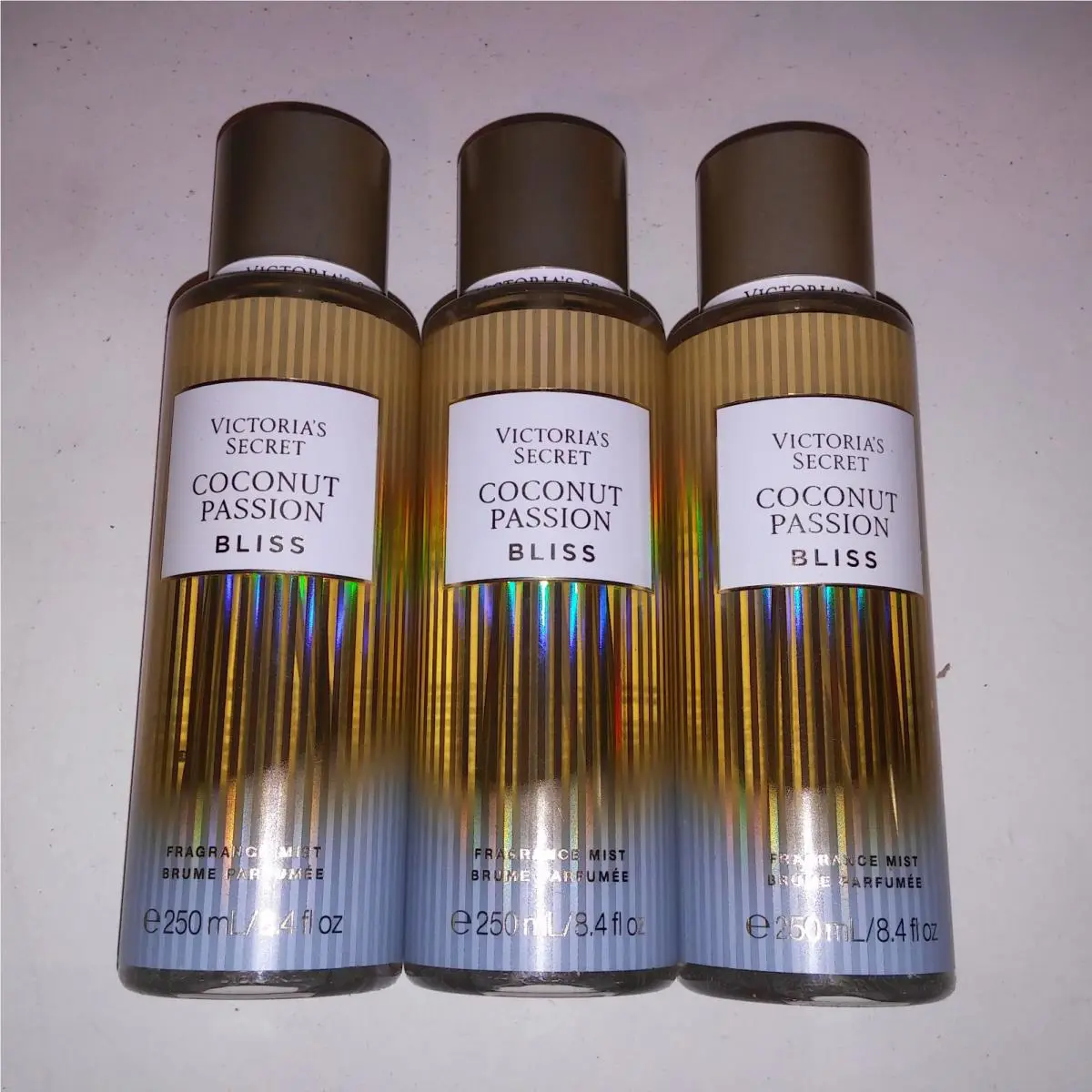 Set of 3 Victoria Secret Fragrant Mist Body Spray Coconut Passion Bliss Full Siz