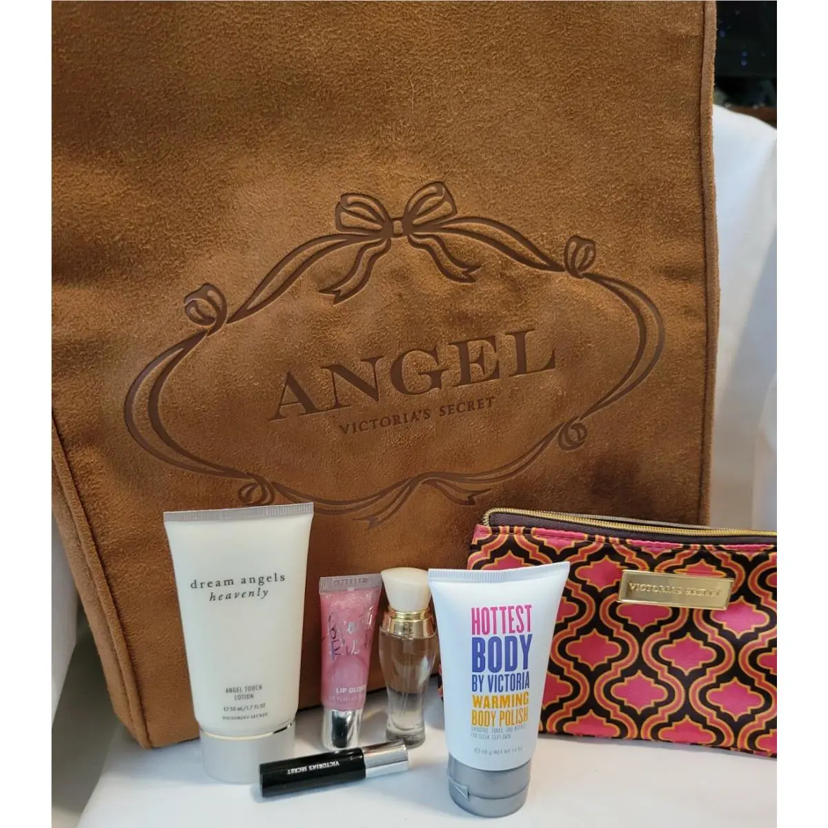 Victoria Secret Suede Tote Cosmetic Bag Heavenly Hottest Body Y2 by Victoria's Secret