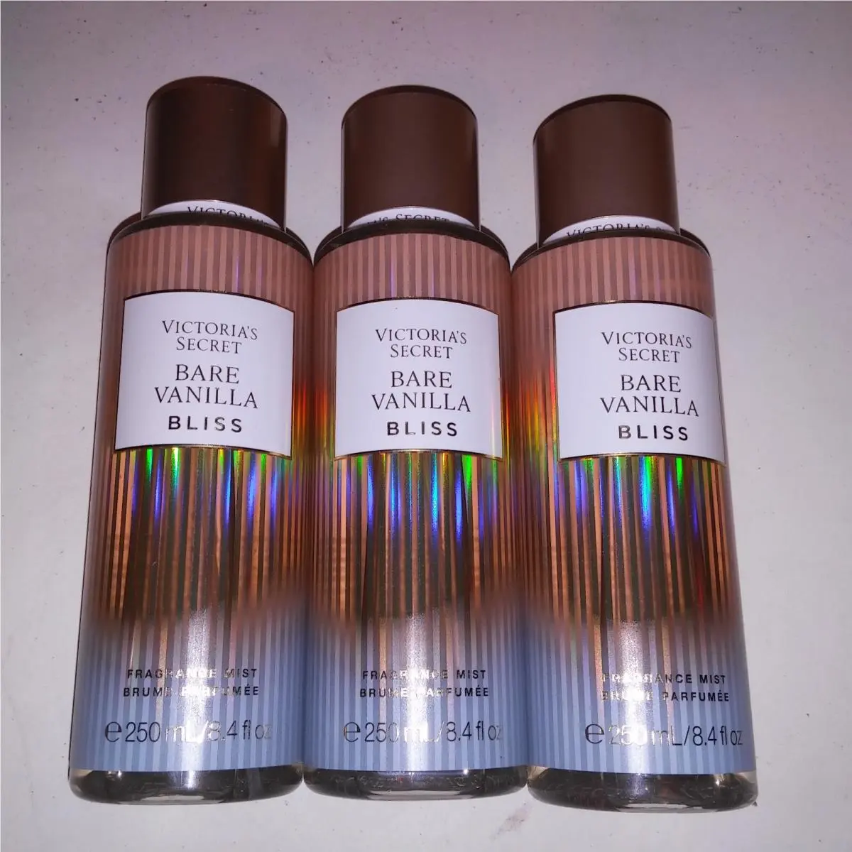 Set of 3 Victoria Secret Fragrant Mist Body Spray Bare Vanilla Bliss Full Size